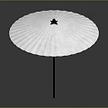 Red Paper Umbrella With Red Canopy Wooden Handle Decorative Ribs And Grey Background Light Shadow