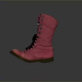 Stylish Red High Top Boots With Black Laces And Buckles For Casual Daily Wear