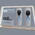 BMW Super Electric Display Shelf With Auropower Box Dual Chargers Modern Lighting Sleek Design