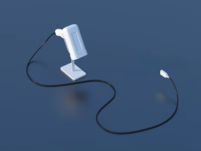White Household Electrical Device With Black Cable Base Stand And Plug 3d model