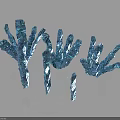 Vibrant Blue Crystalline Branch Formations With Forked Shapes And Dark Reflective Surfaces