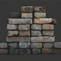 Stacked Bricks With Multi Colored Tones Vintage Texture And Reflection On Dark Background