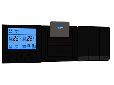 Black Digital Environmental Monitor With Temperature Humidity Time And Date 3d model