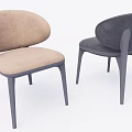 Modern Comfortable Dining Chairs With Curved Backrest And Beige Gray Fabric