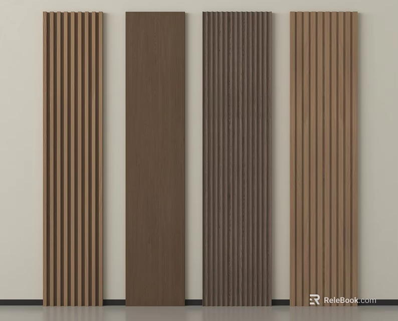 Wooden Wall Paneling In Various Colors With Vertical Stripes For Modern Interiors 3d model 