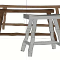 Natural Rustic Side Tables With Wooden Log Legs In White And Brown Tones