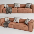 Modern Double Sofa Leather Multiplayer Sofa 3d model