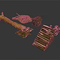 Plant Derived Natural Craft Materials Including Tree Trunk And Woven Green Parts
