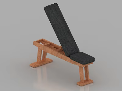 Adjustable Fitness Workout Bench For Strength Training With Wooden Frame Black Cushion 3d model