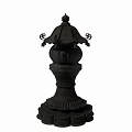 Traditional Black Decorative Tower Sculpture With Intricate Ornate Carvings And Base