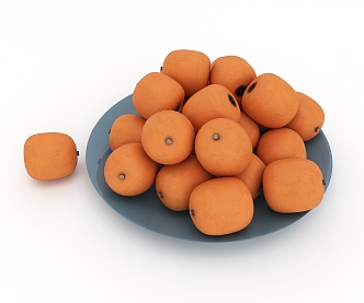 Loquat a plate of loquat fruit 3d model