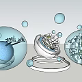 Commercial Equipment Featuring Transparent Spheres Urban Landscapes Greenery And Circular Structures
