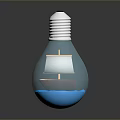 Transparent Blue Bulb Shaped Water Transport With Reflection On Gray Background