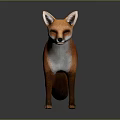 Red Fox with Orange Fur and White Chest Standing on Smooth Surface 3d model