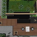 Urban Garden Landscape Design With Trees Benches and Green Plant Seating Area