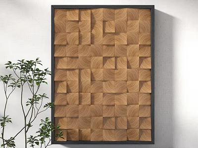 Wood Mosaic Wall Decorations Nordic Wood Square Wall Decorations Three-dimensional Wall Decorations Modern Wood Wall Decorations Art Wall Decorations 3d model