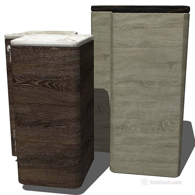 Contemporary Coffee Table Featuring Dark Wood Cabinet And Light Gray Wood Finish 3d model 