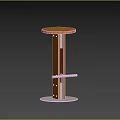 Modern Minimalist Wooden Bar Stool With Stainless Steel Footrest And Round Metal Base