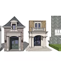 Various Architectural Style Entrance Doors With Porches Windows And Stone Brick Walls