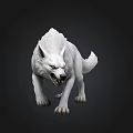 Fierce White Wolf Sculpture With Roaring Expression And Detailed Fur Against Dark Background