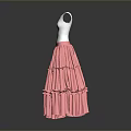 Pink Layered Skirt With White Top And Frilled Ruffles For Daily Use