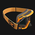 Orange And Black Ski Goggles With Tinted Lens And Adjustable Strap 3d model