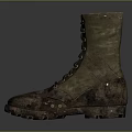 Worn Olive Green Military Boots With Lace Up Design And Durable Sole For Daily Use