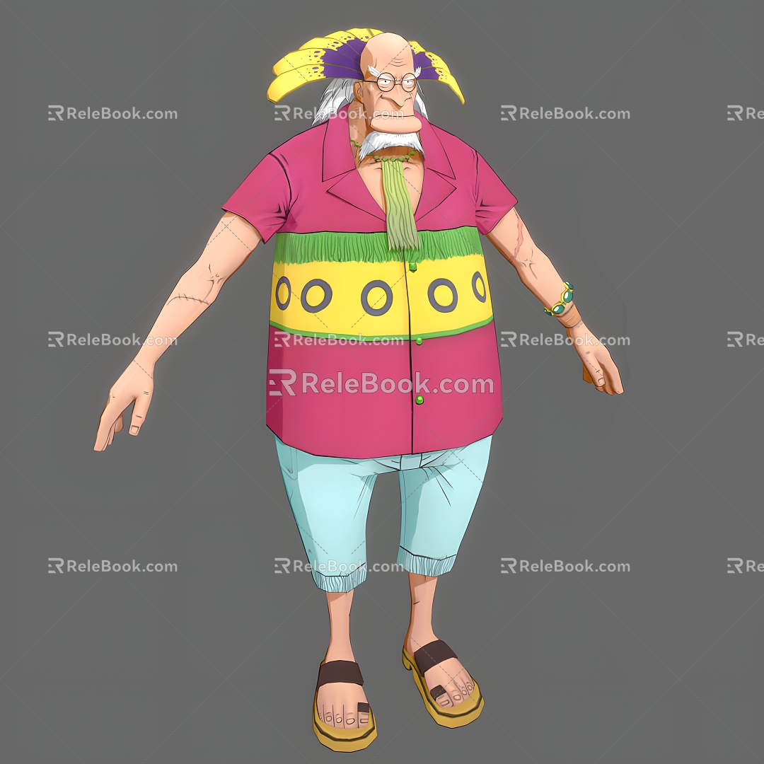 One Piece Krokas One Piece Animation Movie Game Cartoon Krokas Ship Doctor Old man Can Do Action 3d model