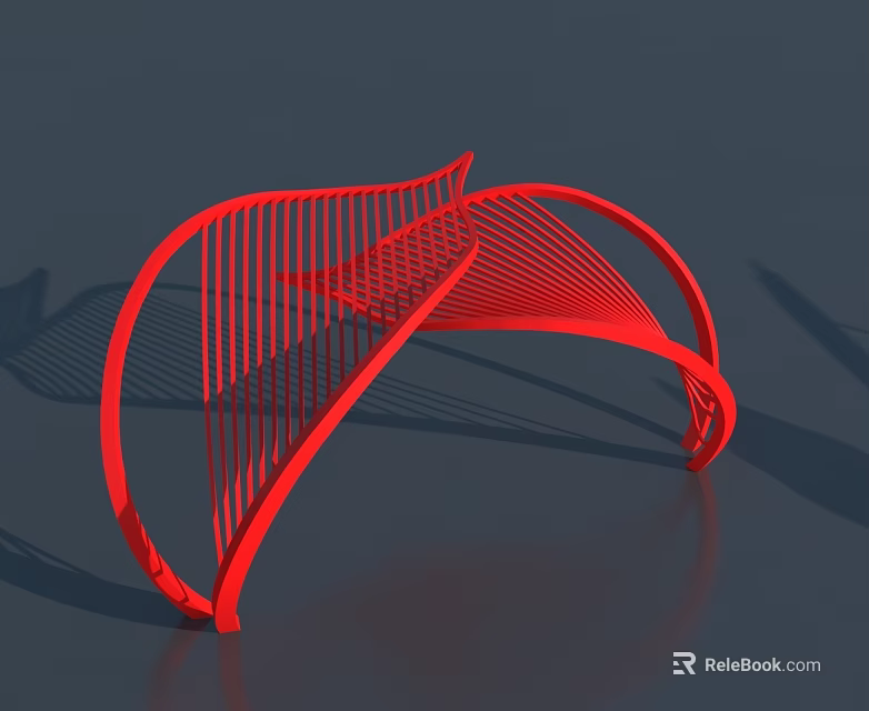Red Curved Swing Door Design With Modern Curved Structure And Sleek Lines 3d model
