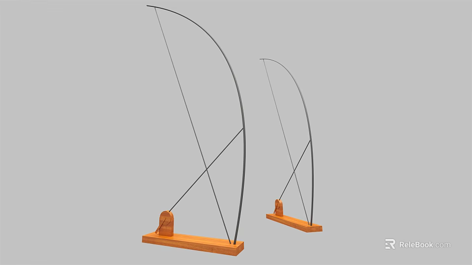 Outdoor Playground Swing Equipment With Arc Shaped Frames And Orange Bases 3d model 