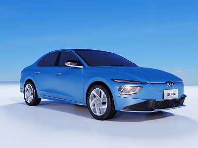 Hyundai IONIQ 6 Blue Electric Sedan With Sleek Modern Exterior Design 3d model