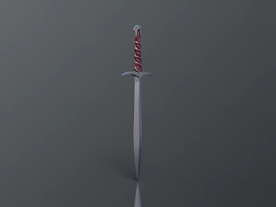 Medieval Sword With Red Hilt Silver Blade And Cross Guard Design 3d model