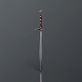 Medieval Sword With Red Hilt Silver Blade And Cross Guard Design