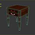 Classic Mahogany Side Table with Two Drawers and Metal Handles on Carved Slim Legs