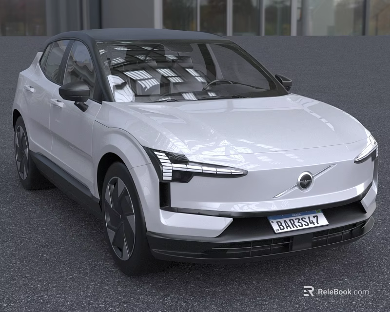 White Volvo SUV With Modern Exterior Design And LED Headlights Black Roof 3d model 