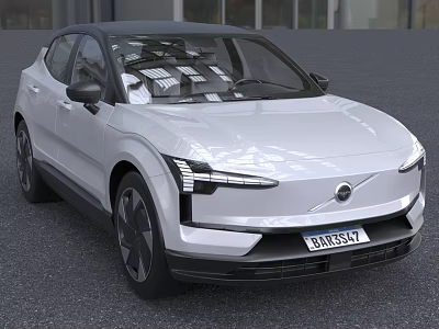 White Volvo SUV With Modern Exterior Design And LED Headlights Black Roof 3d model