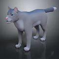Gray Cat With Blue Eyes White Paws And White Tail Tip In 3D Rendering 3d model