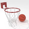 Sturdy Basketball Hoop with Red Backboard Rim Net and Orange Basketball