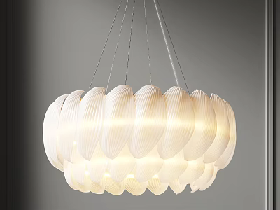 Modern White Chandelier With Unique Petal Shaped Design And Soft Lighting For Home Interior 3d model