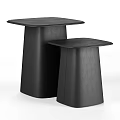 Two Black Square Modern Dining Tables With Tapered Bases And Smooth Surfaces 3d model