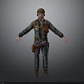 Man in Green Jacket and Brown Hat with Orange Backpack Jeans and Boots