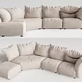 Light Beige L Shaped Sectional Sofa With Multiple Plush Cushions Modern Design 3d model
