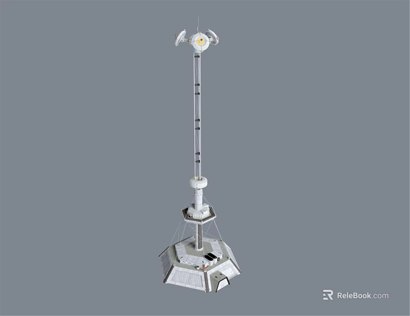 Outdoor Scientific Monitoring Device With Tall Pole Antenna And Base Structure 3d model 