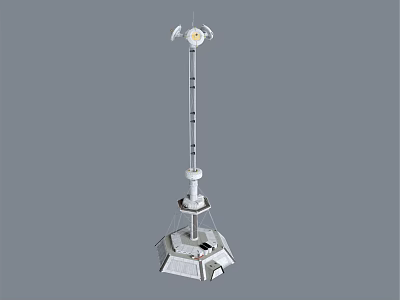 Outdoor Scientific Monitoring Device With Tall Pole Antenna And Base Structure 3d model