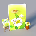 Interactive Area Featuring Springtime Flowers Display Board Easel Card Vase And Green Background 3d model