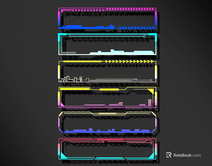 Colorful Lines in Abstract Graphic Design with Horizontal Arrangement and Multiple Colors 3d model 