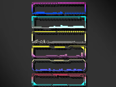 Colorful Lines in Abstract Graphic Design with Horizontal Arrangement and Multiple Colors 3d model