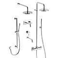 Stainless Steel Shower Head Set Including Rain Shower Handheld Faucet And Control Knobs 3d model