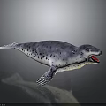 Realistic Grayish Blue Spotted Seal With Open Mouth And Lifelike Pose