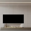 Modern TV Wall Design With Light Colored Panels Fireplace And Shelves
